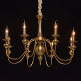 6 Light Brass Italian Chandelier Light for Dining Hall - Warm White
