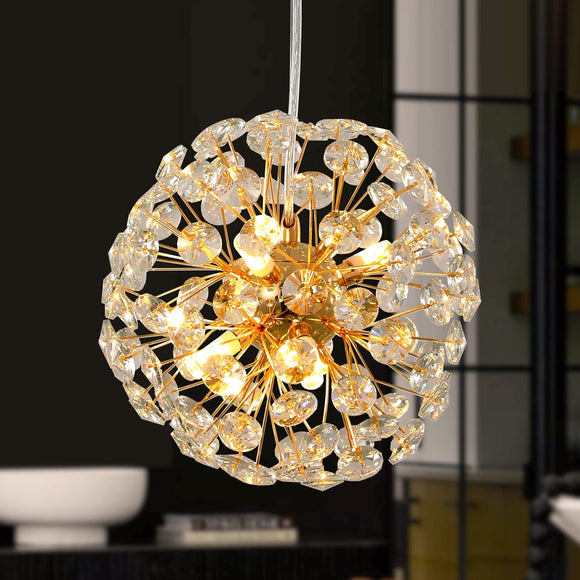 250 MM Gold Crystal Ball Pendant Chandelier Ceiling Lights Hanging - Warm White