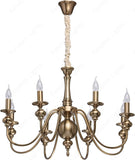 6 Light Brass Italian Chandelier Light for Dining Hall - Warm White