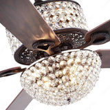 Crystal CEILING FAN CHANDELIER 52 INCH GOLD  LIGHT LED 3 COLOR SETTING CONTROL WITH REMOTE