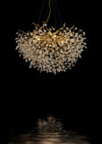 800 MM Vine Leaf Crystal Golden LED Tree Chandelier Light for Living Room Round Dining Room - Warm White