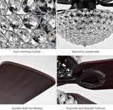 Crystal CEILING FAN CHANDELIER 52 INCH GOLD  LIGHT LED 3 COLOR SETTING CONTROL WITH REMOTE