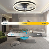 20 Inch Black Profile Ceiling Light with Fan LED Chandelier