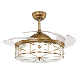 Vintage Ceiling Fan Chandelier Luxury Quiet Retractable Ceiling Fan Light LED 3 Color Setting, Dual Control-Remote - Warm White