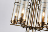 6 Light Electroplated Metal Gold Amber Glass Bulb Chandelier Ceiling Light - Warm White