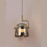 Glass Brass Pendant Light for Bedside Hanging Light - Warm White