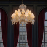24 LIGHT SHADE CLEAR GLASS ITALIAN CHANDELIER