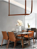 TAN LEATHER BELT CHANDELIER HANGING LAMP - WARM WHITE
