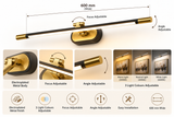 600MM Black Gold Modern Led Bathroom Vanity Picture Mirror Wall Lamp - 3 Color in 1