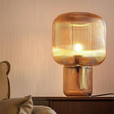 Desk Table Lamp Fluted Glass Shade Gold Base for Home and Office Use - Warm White - Ashish Electrical India