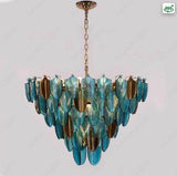 800 MM Blue Clear Glass Gold Metal LED Chandelier