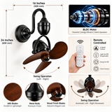 BLACK FINNISH DESIGNER WALL FAN  WITH NATURAL COLOR BLADE