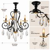 6 Light Black Gold Crystal Italian Chandelier Light for Dining Hall