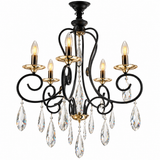 6 Light Black Gold Crystal Italian Chandelier Light for Dining Hall