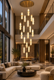 18 LED DOUBLE HEIGHT ONYX STAIR CHANDELIER