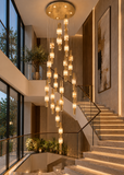 16 LED DOUBLE HEIGHT ONYX STAIR CHANDELIER