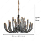 16 ARM SMoke GLASS Spanish CHANDELIER CEILING LIGHTS HANGING LAMP - WARM WHITE