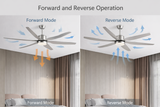 66 Inch 6  Blade Wind lamp ceiling fan remote Controlled - SIlver