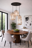 3 Light Led Amber Glass Pendant Ceiling Hanging Light - Warm White