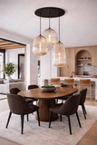 3 Light Led Amber Glass Pendant Ceiling Hanging Light - Warm White