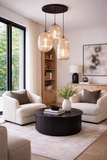 3 Light Led Amber Glass Pendant Ceiling Hanging Light - Warm White