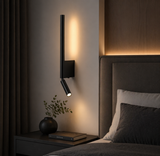 400MM LED Electroplated Matt Black Long Metal Wall Light with Spot Bedside Light - Warm White (Copy)