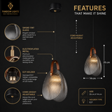 Ash Glass Led  Light for Bedside Hanging Light