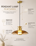 Gold Long Amber Champagne Glass Pendant Light