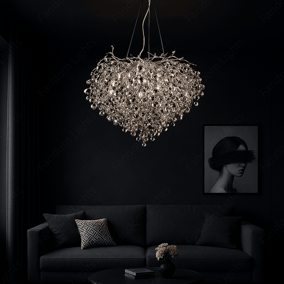 800 MM Crystal Chrome LED Tree Chandelier Light
