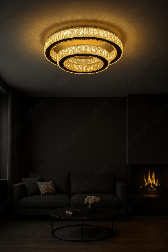 500 MM Crystal Surface Chandelier for Low Height Ceilings - Warm White