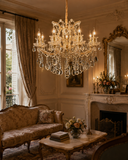 6 Light Clear Glass Italian Chandelier Light for Dining Hall - Warm White