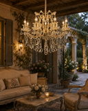 6 Light Clear Glass Italian Chandelier Light for Dining Hall - Warm White
