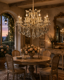 6 Light Clear Glass Italian Chandelier Light for Dining Hall - Warm White