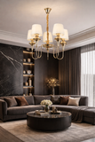 5 Light Gold Italian Chandelier Light for Dining Hall with Shades