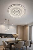 500 MM Round White Ceiling Light with Fan LED Chandelier - Warm White
