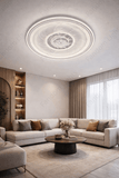 500 MM Round White Ceiling Light with Fan LED Chandelier - Warm White