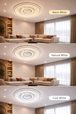 500 MM Round White Ceiling Light with Fan LED Chandelier - Warm White