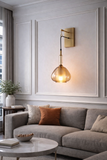 Gold Metal Amber Glass Wall Light Metal