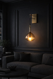 Gold Metal Amber Glass Wall Light Metal