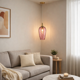 Rose Gold Glass Pendant Light for Bedside Hanging Light