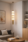 led Gold White Stone Hanging Pendant Ceiling Light