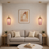 Rose Gold Glass Pendant Light for Bedside Hanging Light