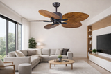 52 Inch Wind Wooden Palm Leaf With Reverisble Blade ceiling fan remote Controlled