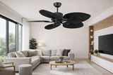 52 Inch Wind Wooden Palm Leaf With Reverisble Blade ceiling fan remote Controlled
