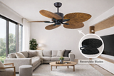 52 Inch Wind Wooden Palm Leaf With Reverisble Blade ceiling fan remote Controlled