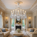 12 LIGHT Clear GLASS ITALIAN CHANDELIER LIGHT FOR DINING HALL