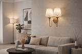 2 Light Brass Wall Light for Living Room Drawing Room Bedroom - Warm White