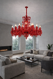 12 LIGHT Coral Red GLASS ITALIAN CHANDELIER LIGHT FOR DINING HALL