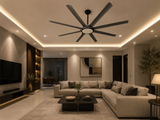 90 Inch 8 Blade Wind lamp ceiling fan remote Controlled - Grey