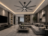 90 Inch 8 Blade Wind lamp ceiling fan remote Controlled - Grey